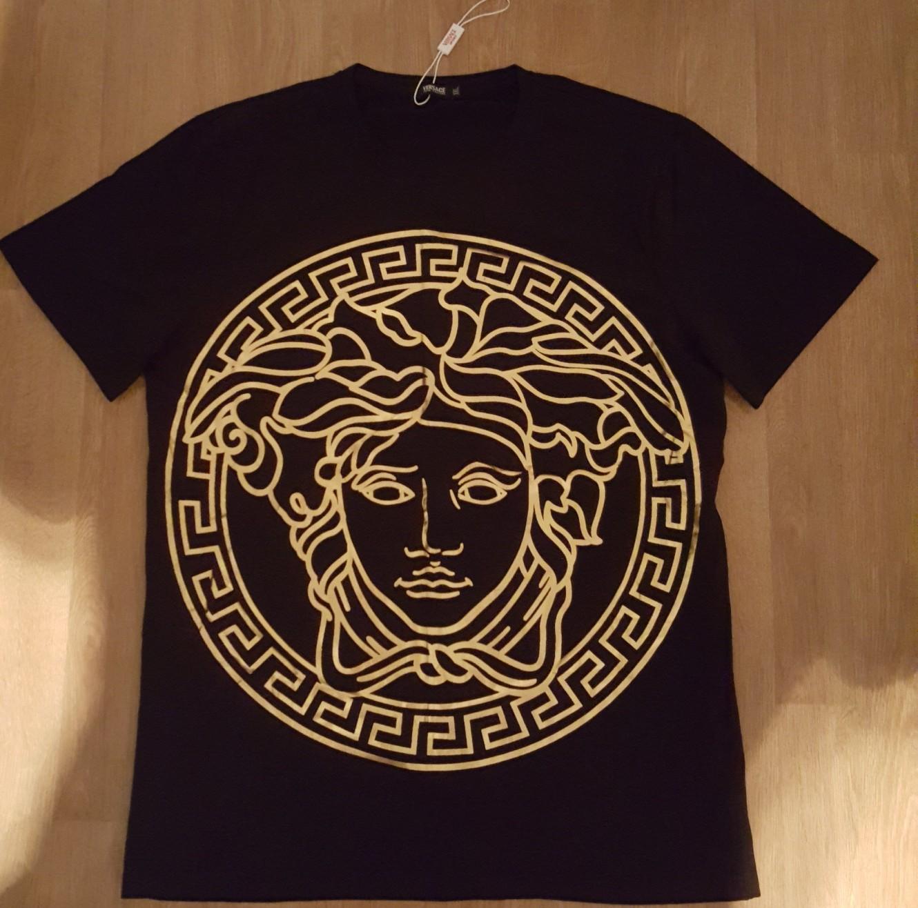 versace t shirt gold and black