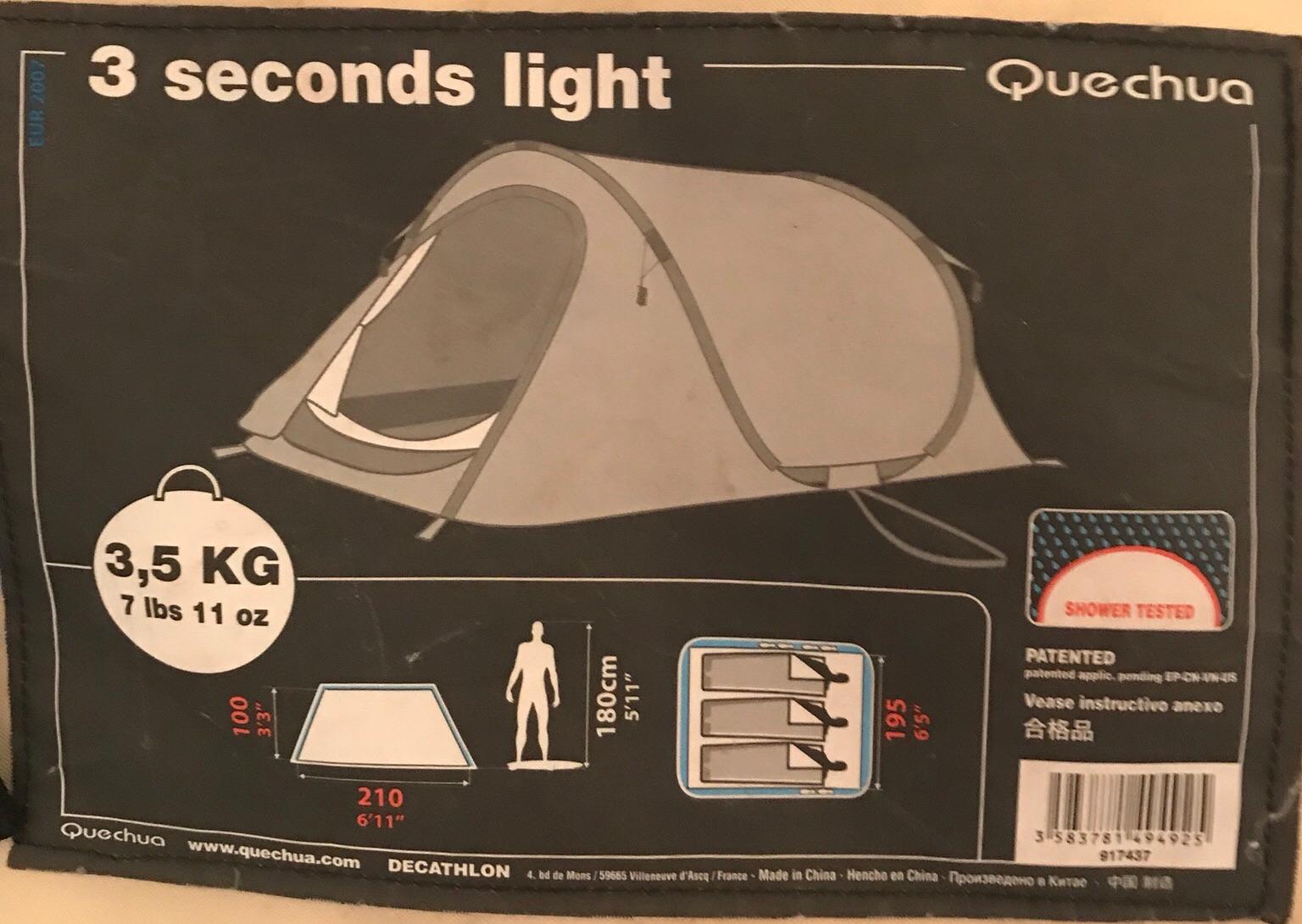 Quechua 3 Seconds Light Tent in S61 
