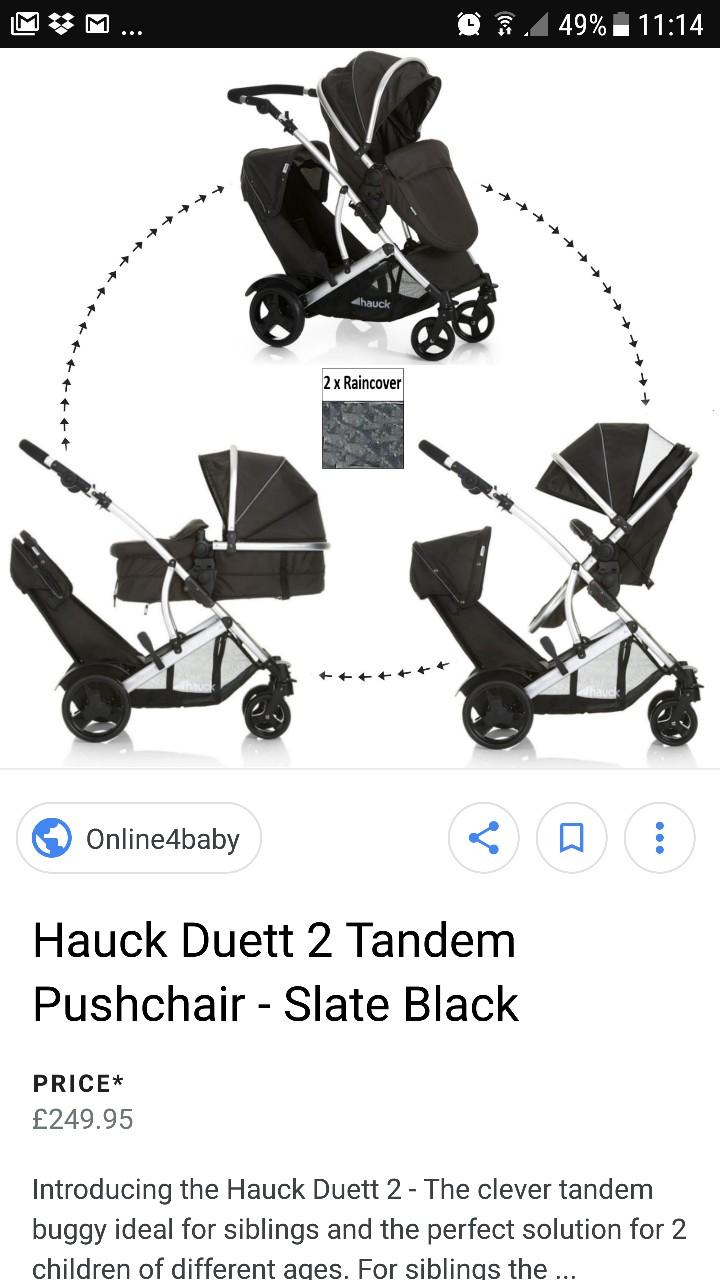 hauck duett 2 tandem pushchair