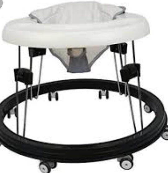 White Fascol Baby Walker with Eight Wheels Multi-function Child Anti-rollover One-touch Folding Baby Walker Girls Boys Maximum Load 10 kg
