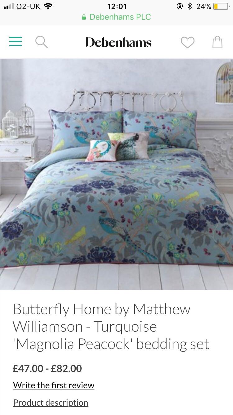Matthew Williamson Turquoise Bedding Peacock In Wf5 Wakefield For
