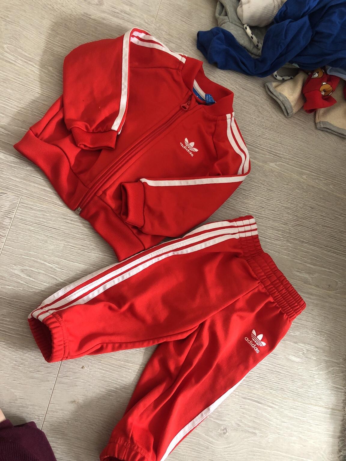 red adidas tracksuit baby