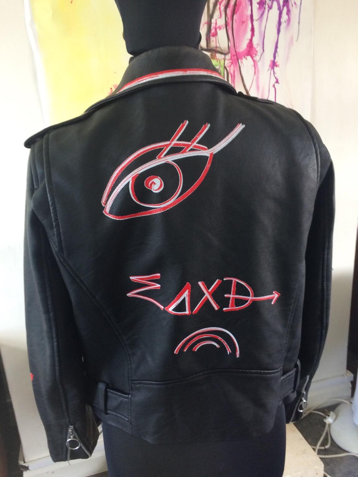 graffiti leather jacket zara