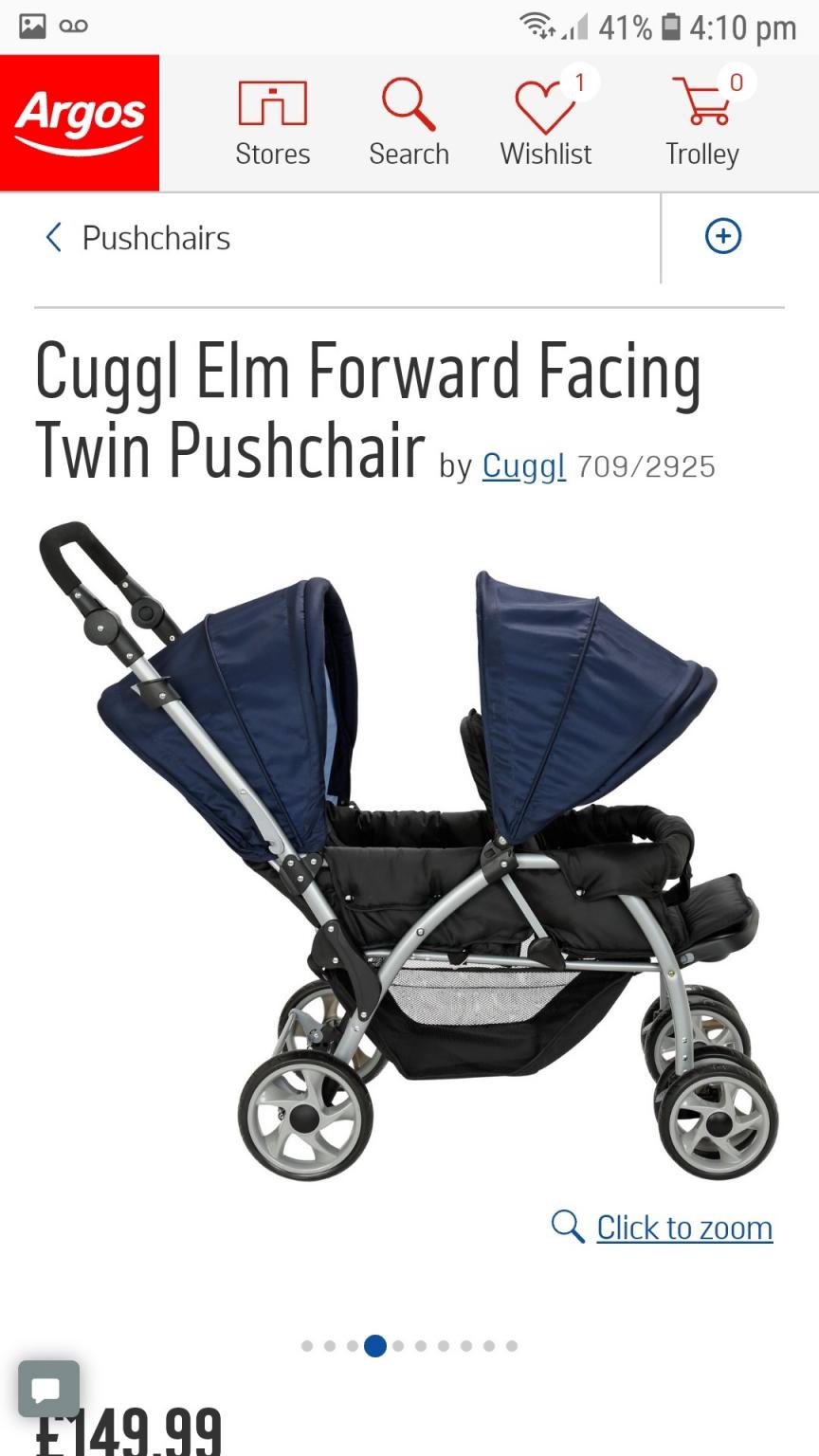 cuggl elm forward facing twin pushchair
