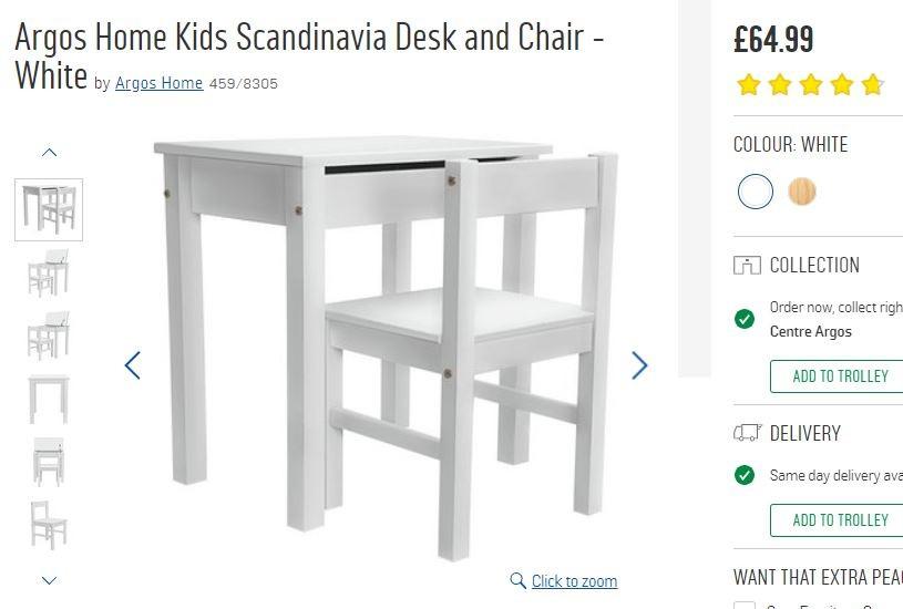 argos childs desk and chair