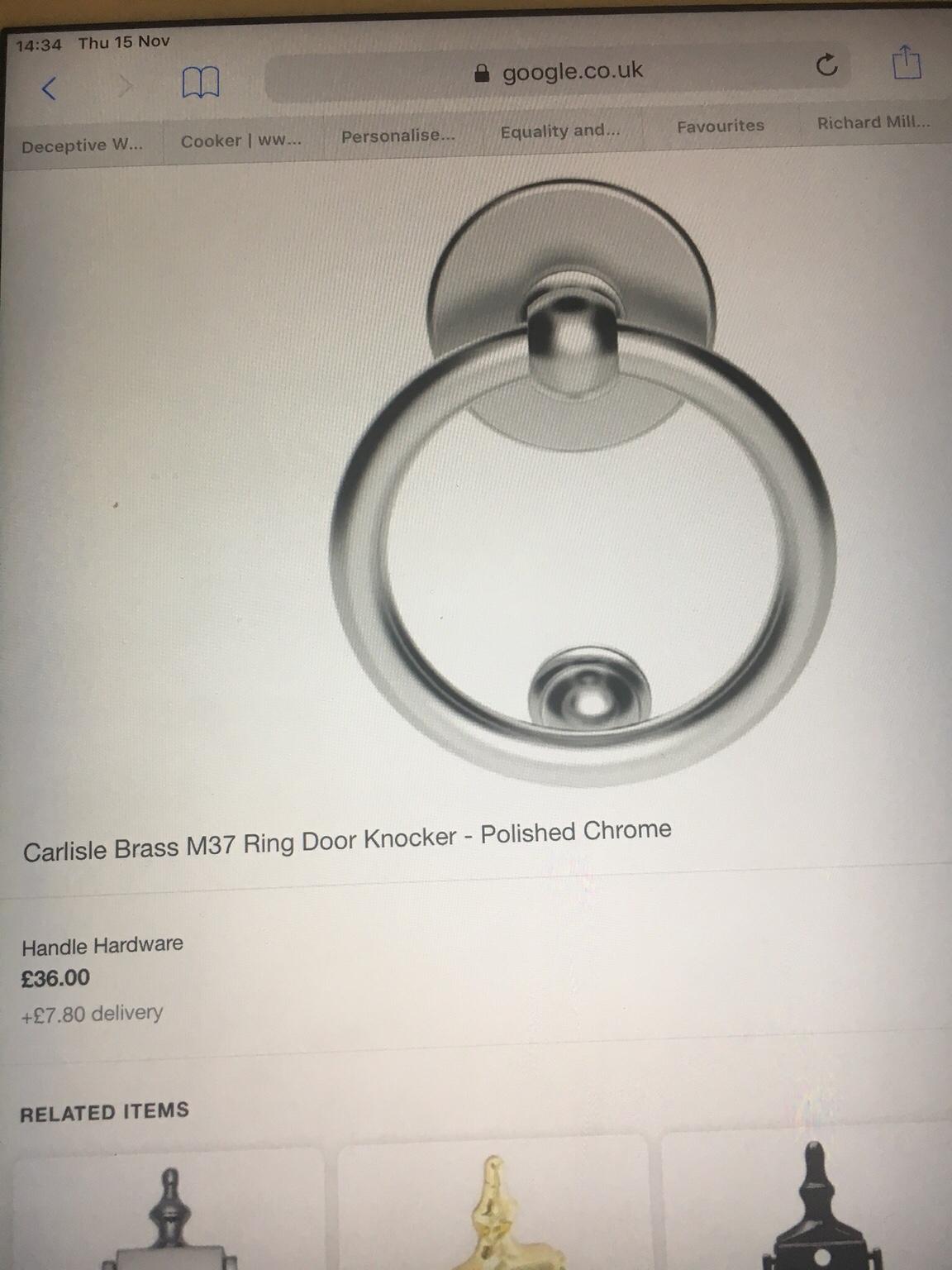 Polished Chrome Heavy Cast Ring Door Knocker