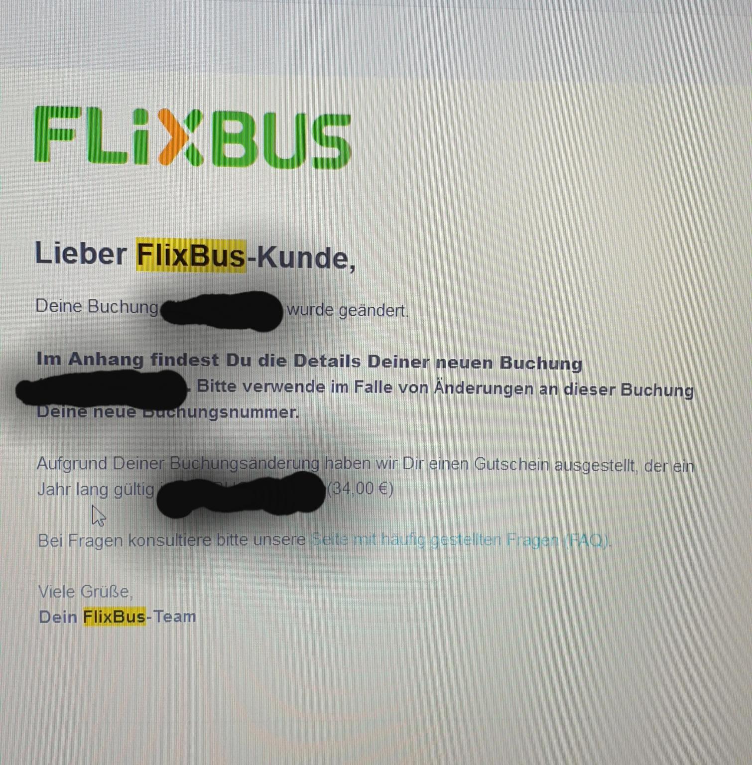 Stornogebühr Flixbus