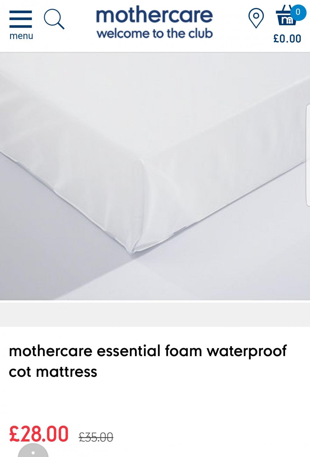 mothercare baby mattress