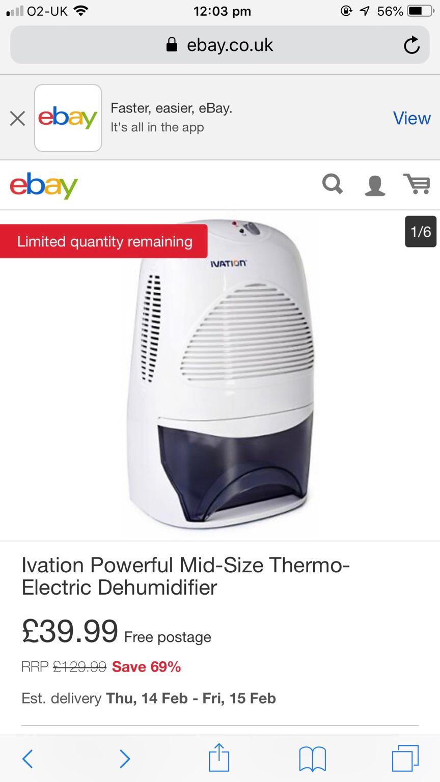 Ivation Ivation IVADM35 Powerful Mid-Size Thermo-Electric Dehumidifier