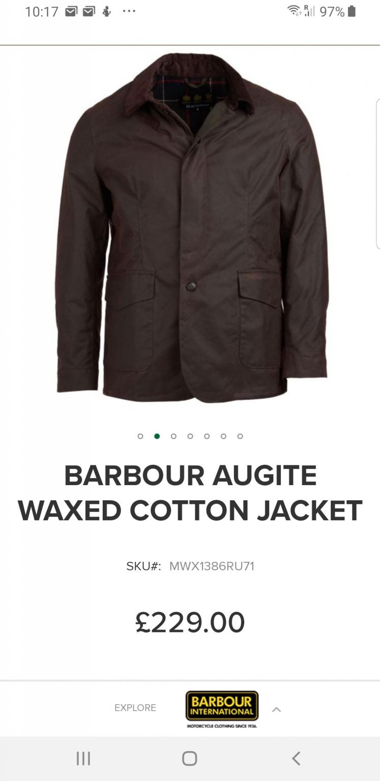 barbour augite waxed cotton jacket