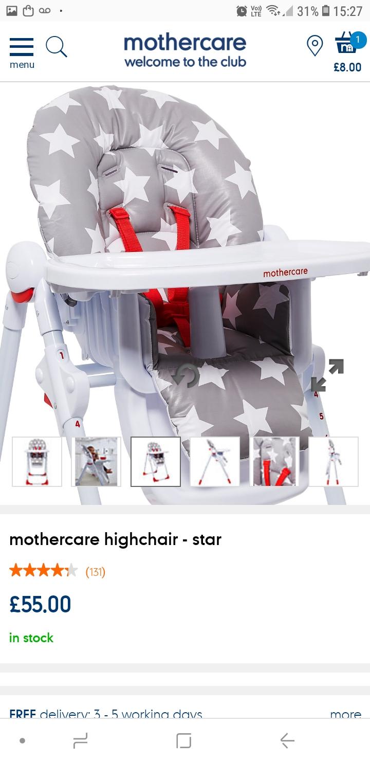 mothercare chicco high chair