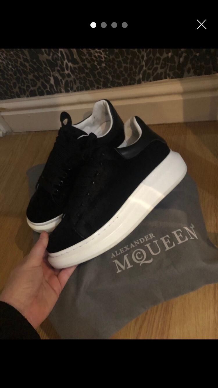 alexander mcqueen black velvet platform sneakers