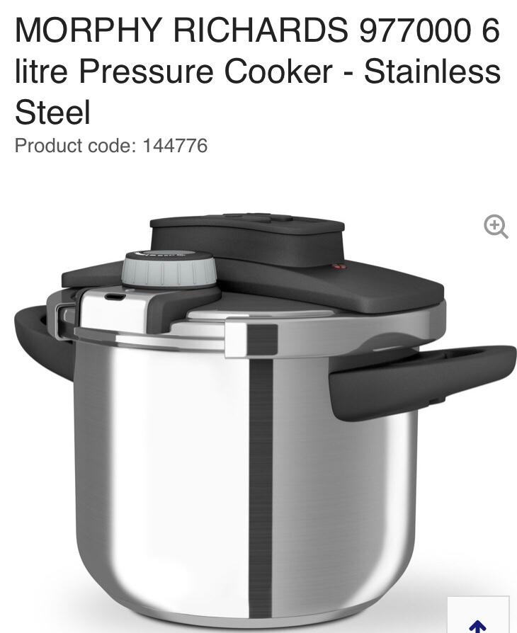 Silver 6 Litre Stainless Steel Morphy Richards Pressure Cooker 