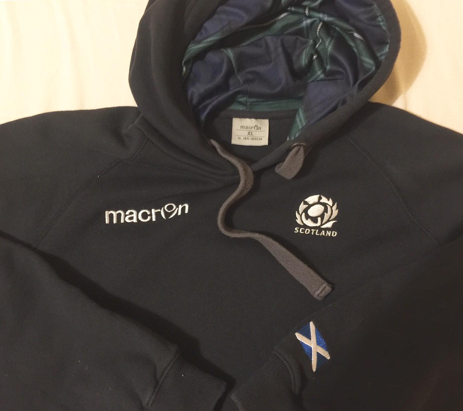 Black/Grey Macron Scotland Rugby Heavy Cotton Full Zip Hoody