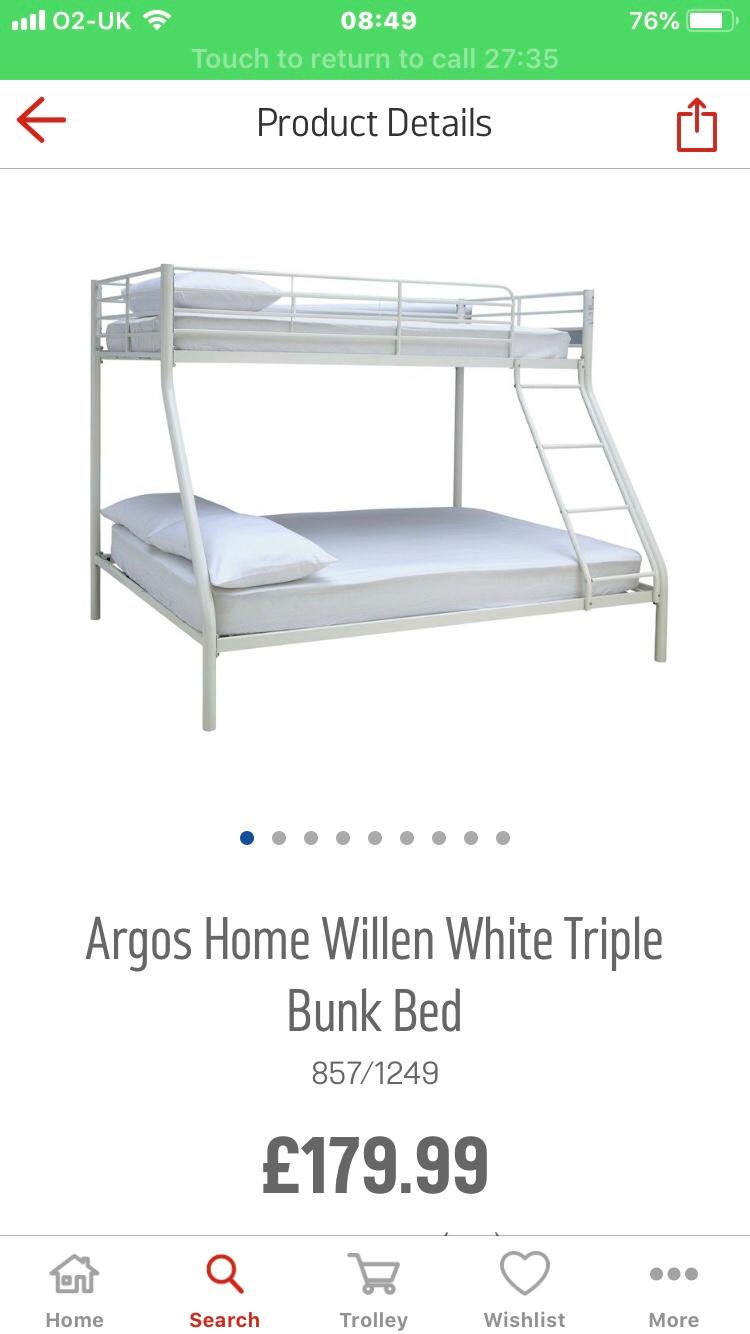 argos triple bunk bed