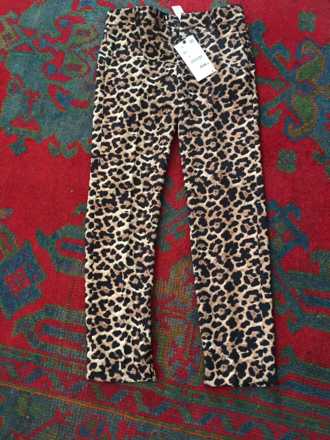 zara red leopard print trousers