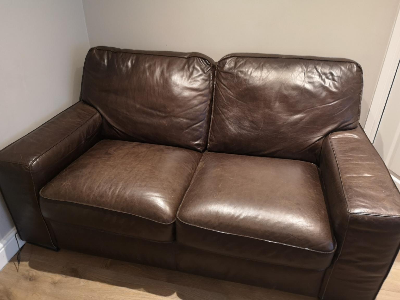 ledger midcentury genuine leather sofa