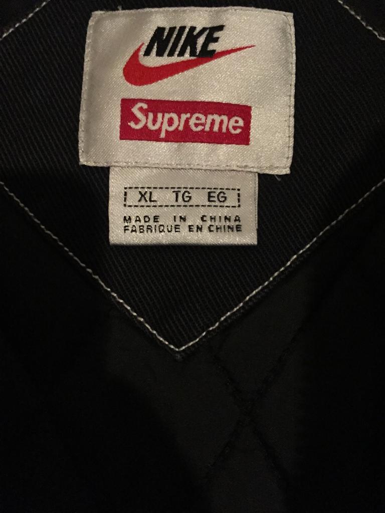 supreme x nike double zip quilted work jacket black