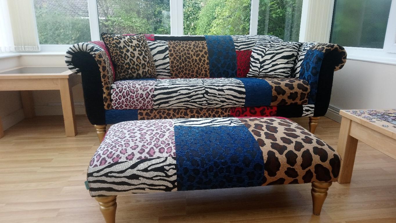 DFS Animal Print Sofa and Footstool in SK8 Stockport for £240.00 for