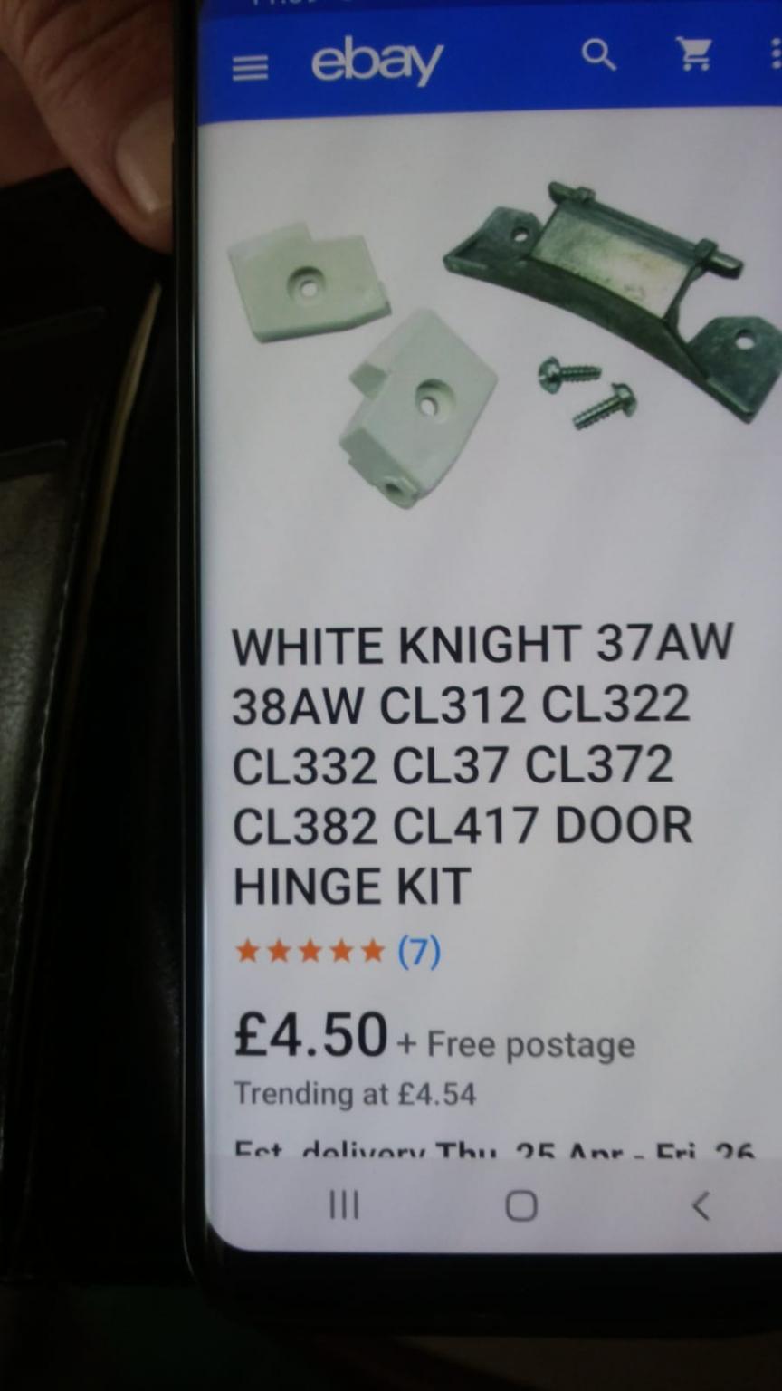 CL322 CL332 CL37 Tumble Dryer Handle GENUINE WHITE KNIGHT CL312 