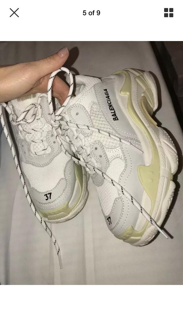 Balenciaga Triple S in red silver and white leather and double
