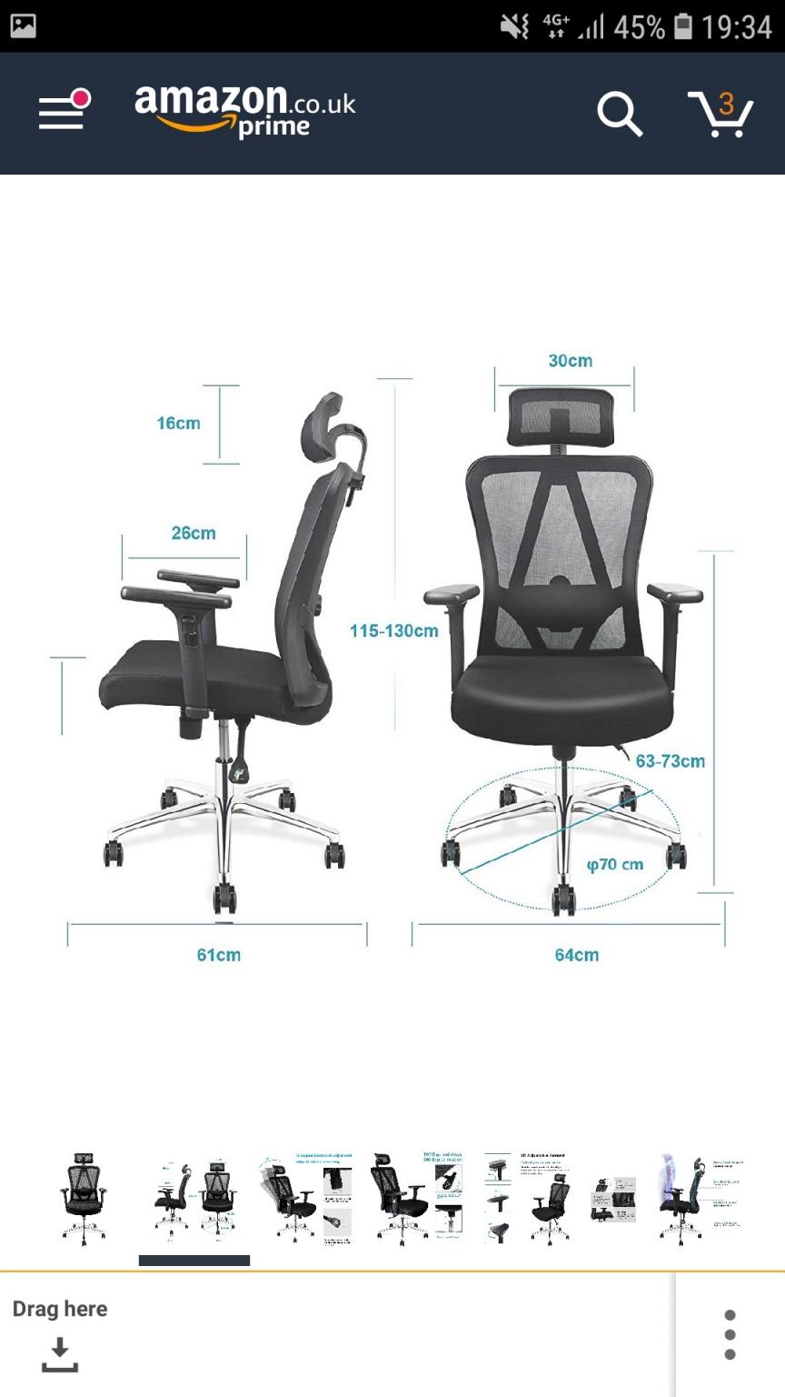 mfavour Ergonomic Office Chair Mesh Chair Heavy Duty Office Chair with Adjustable Headrest 3D Armrest and Padded Lumbar Support Tilt Function and Lock Position 