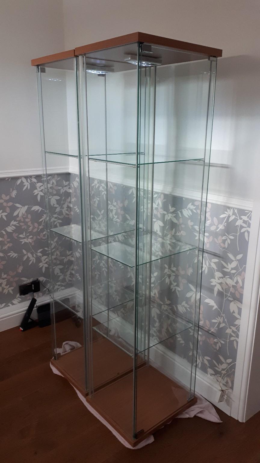 Detolf ikea glass cabinets- Light oak finish in Uphill for £30.00 for