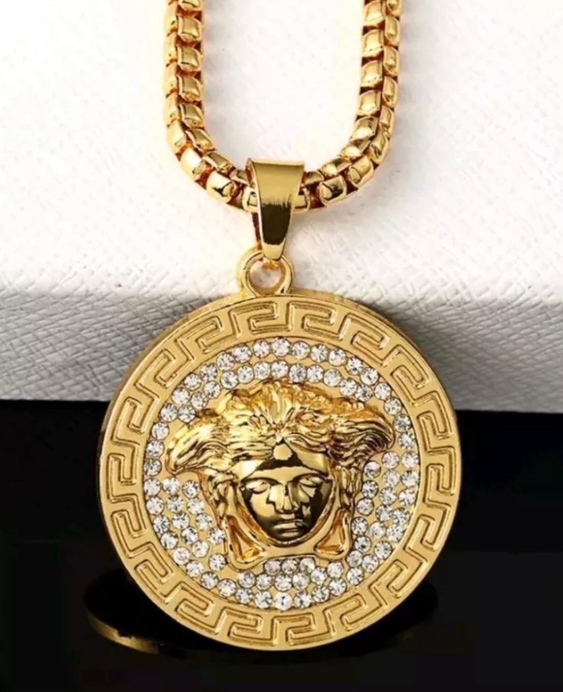 ICED Out Mens Gold Versace Style Medusa 
