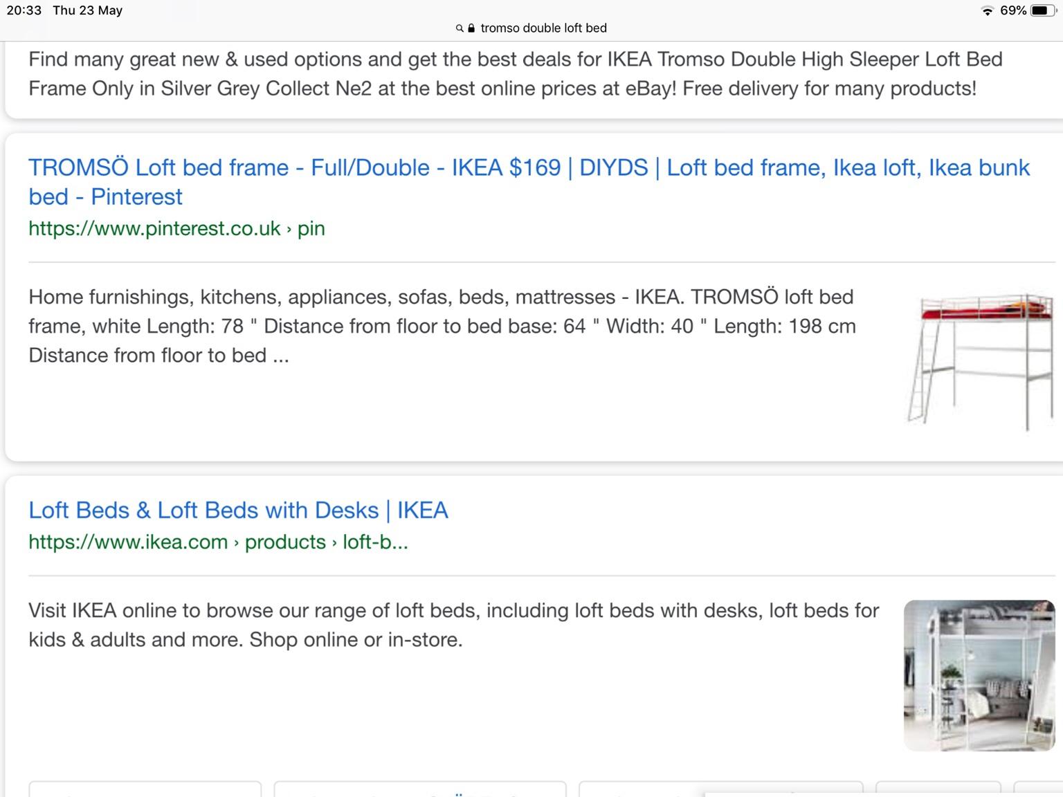 Ikea Double Loft Bed In Dy10 Wyre Forest Fur 30 00 Zum Verkauf