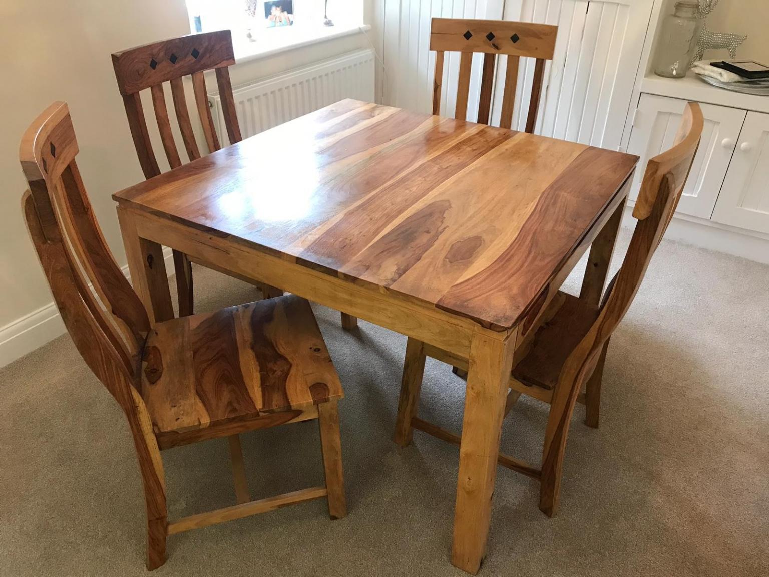 Solid Wood Square Dining Table with 4 Chairs in WA16 Legh for £80.00