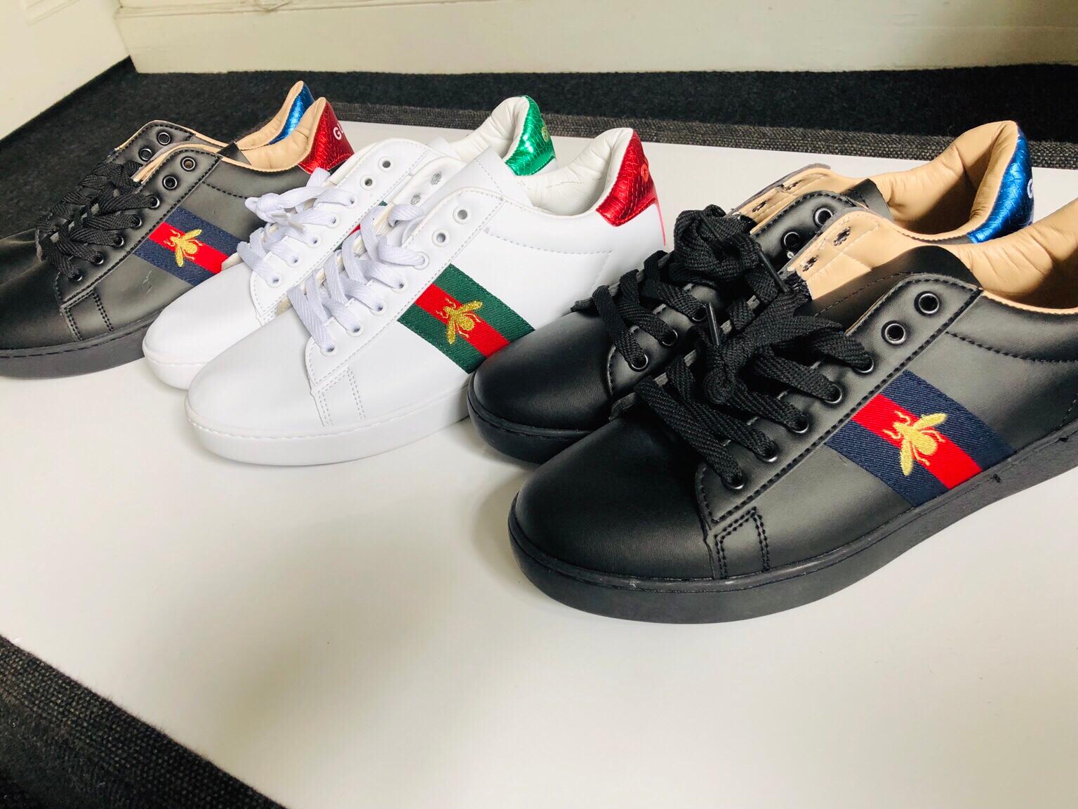 black gucci bee trainers