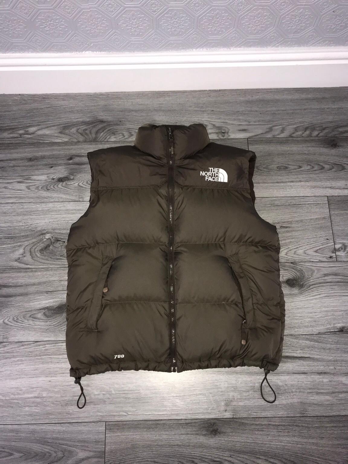 brown north face gilet