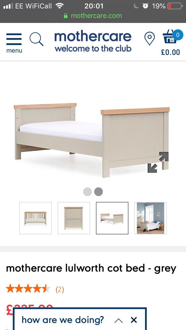mothercare grey cot bed
