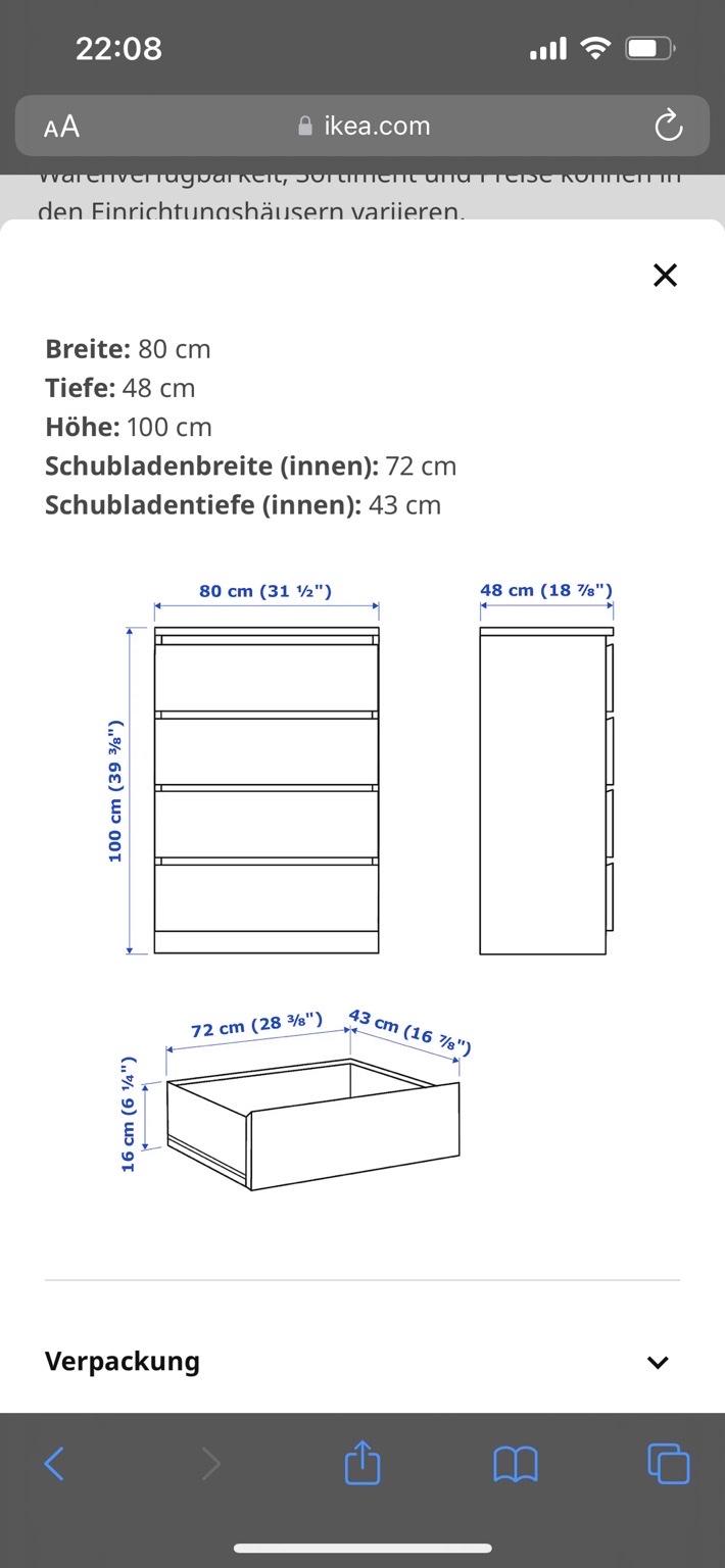 b'2x Malm Kommode von Ikea #1' gebraucht kaufen  Germering'