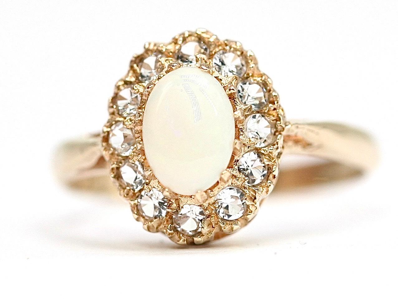 b'9ct gold Opal and Sapphire cluster ring #1' for sale  