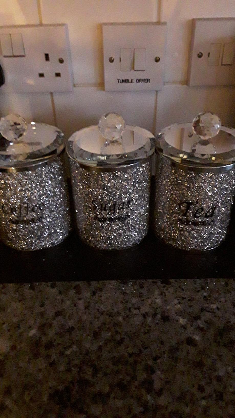 b'BLING TEA..COFFEE ..SUGAR CANISTERS #1', used for sale  