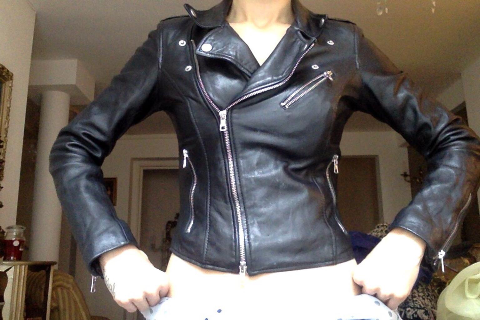 zara real leather biker jacket