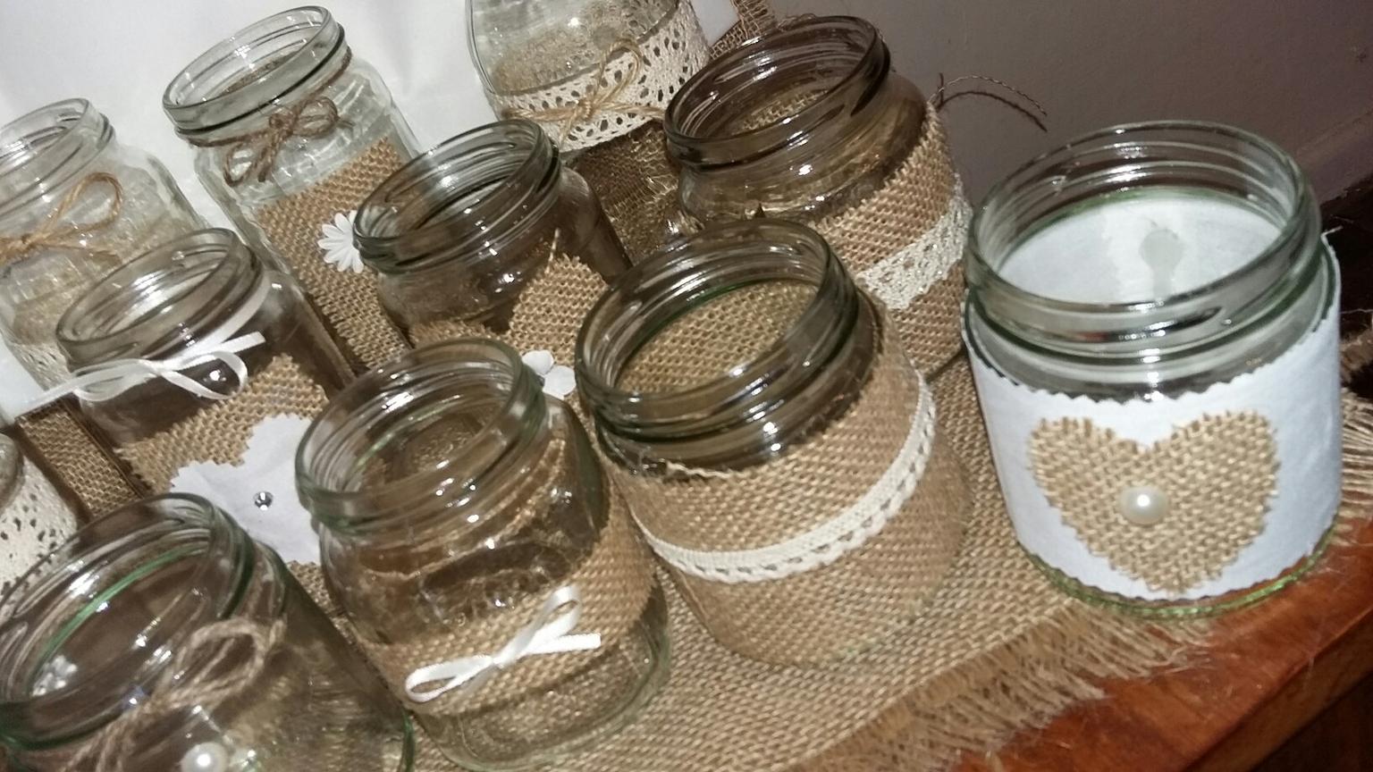 Rustic Wedding Table Decorations 16 Upcycled Assorted JARS Main Decorated