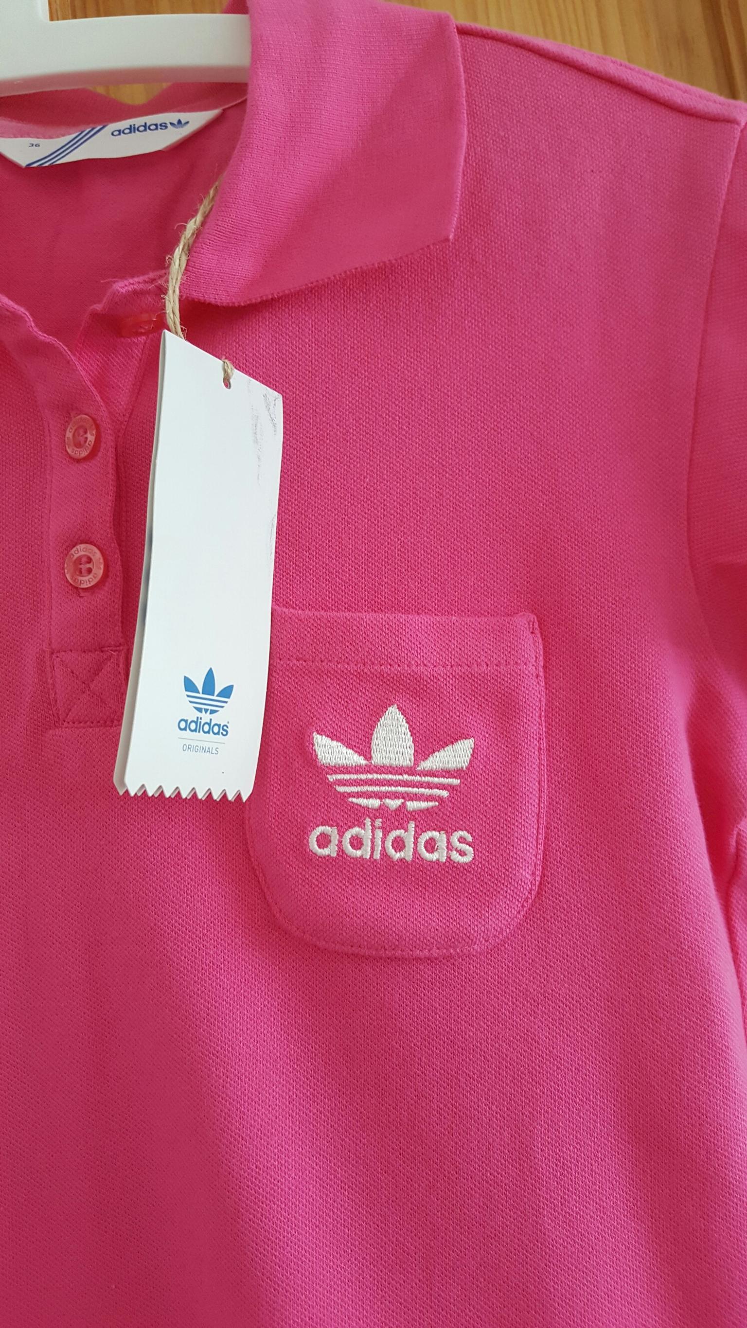 pink adidas polo