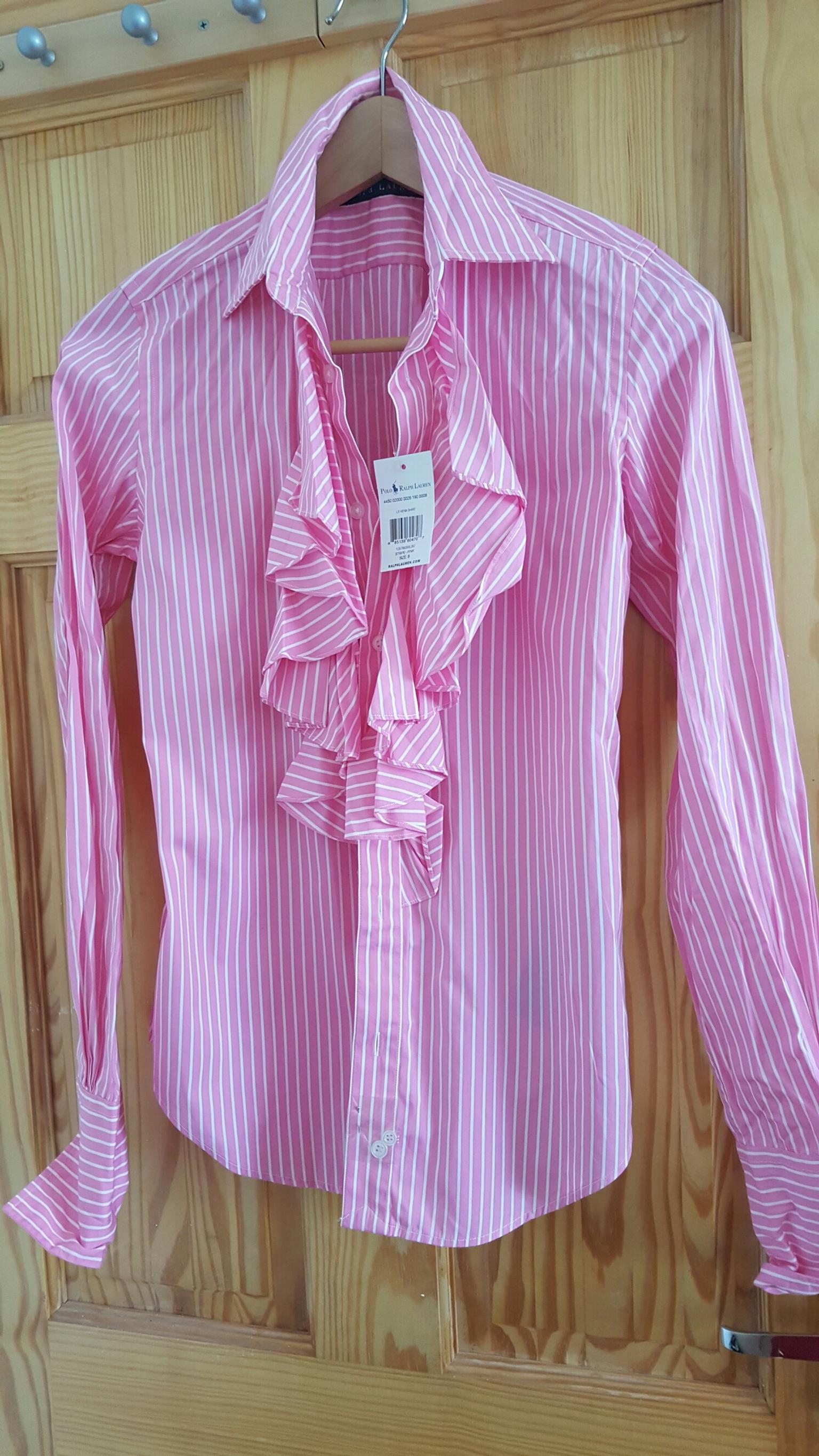 pink and white striped ralph lauren shirt