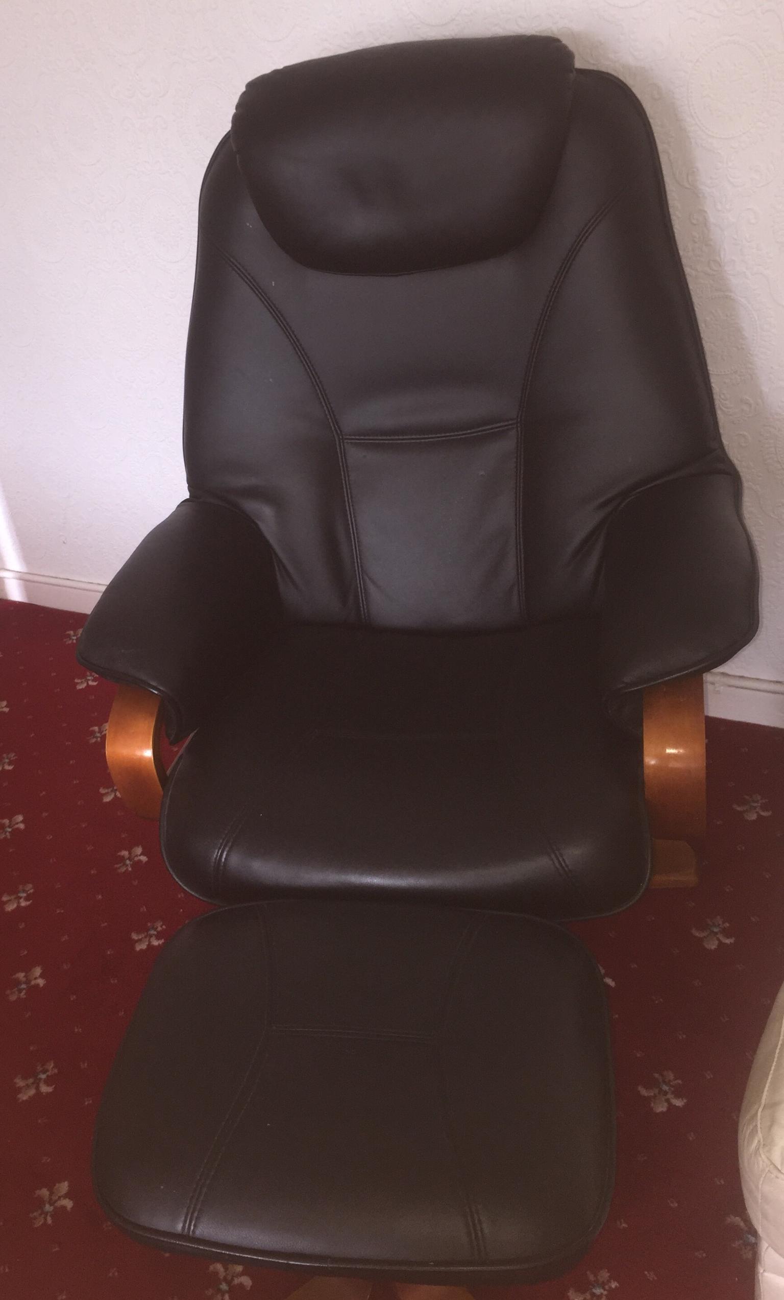 Black Leather Swivel Chair Footstool In Ls27 Morley For 80 00 For