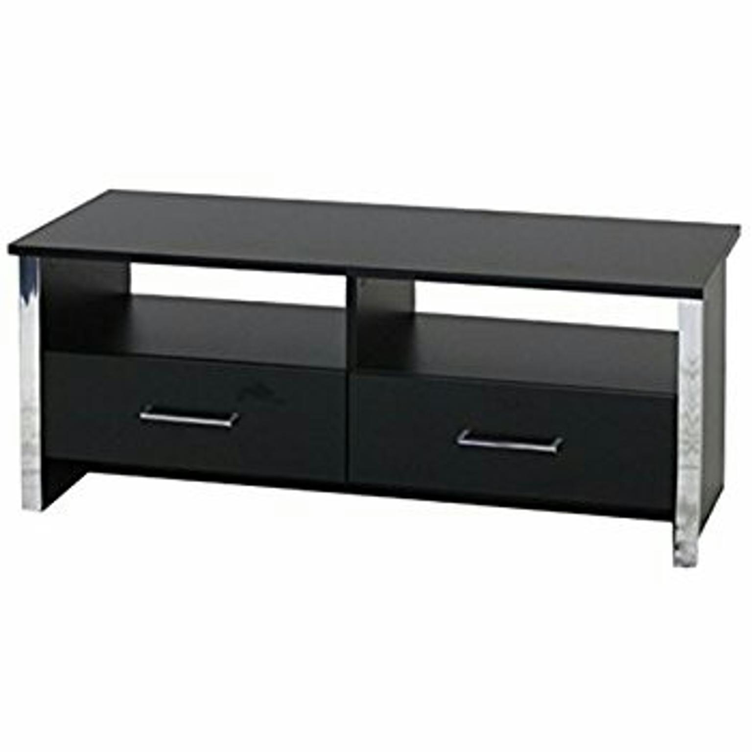 Black Tv Cabinet With Chrome Trim 2 Drawers In Wa8 Widnes For
