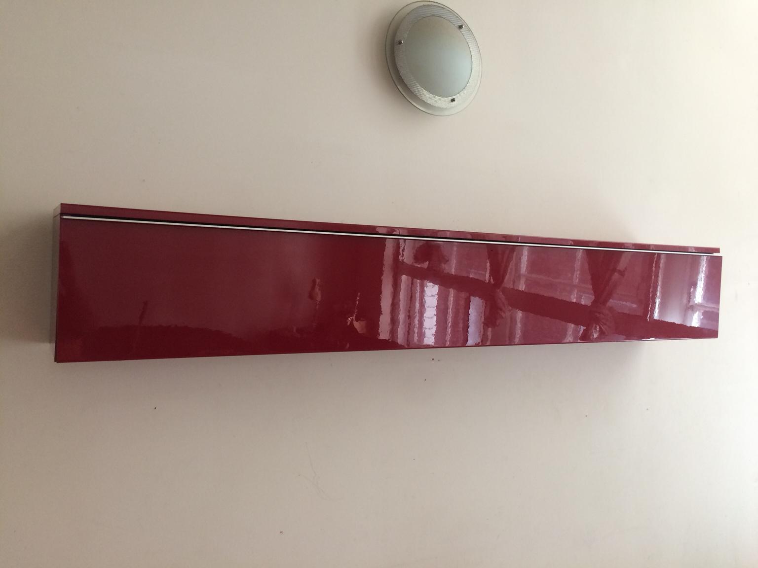 Ikea Glossy Red Tv Stand And Overhead Cabinet In M1 Manchester Fur