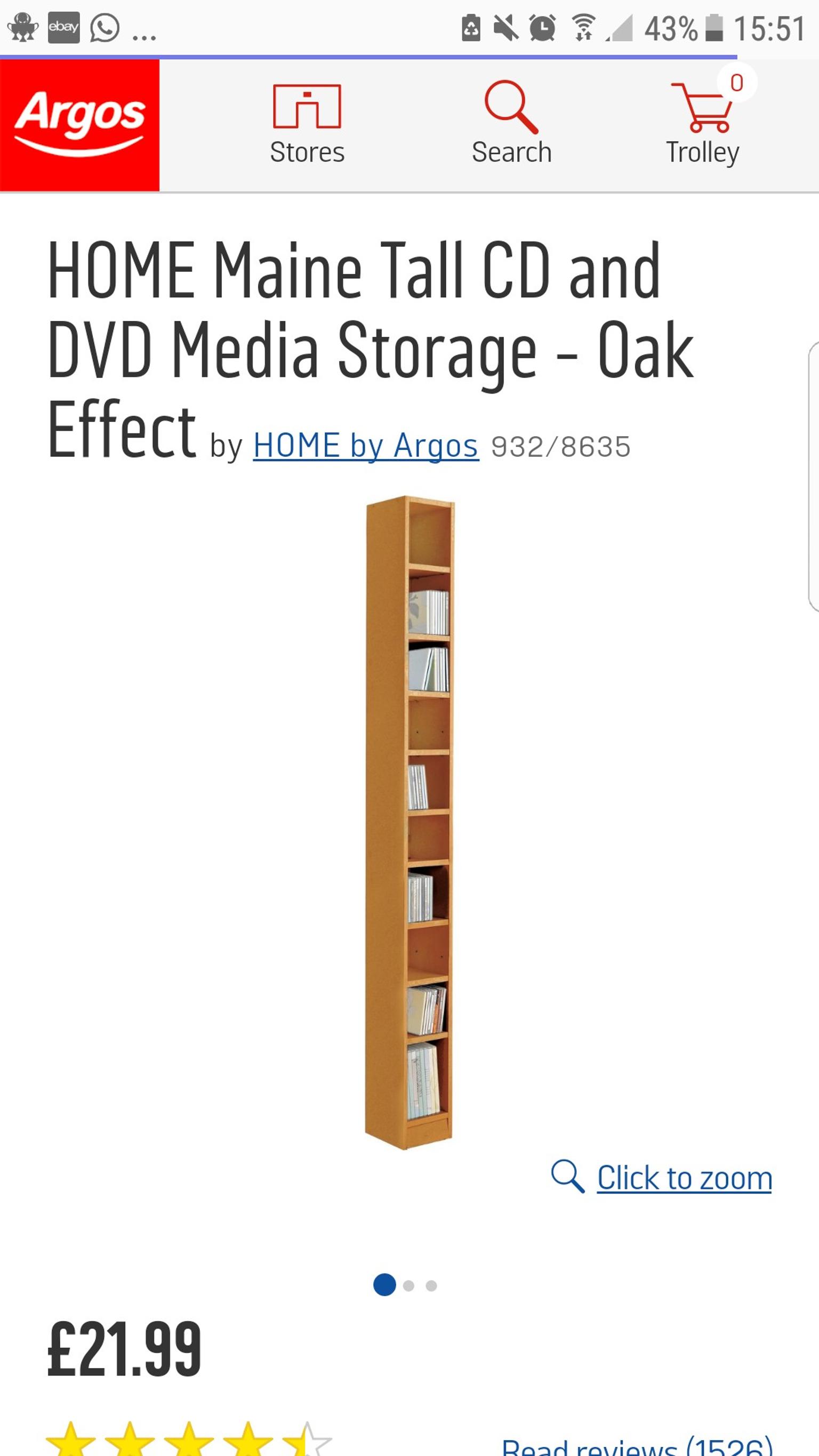 Argos Maine Tall Cd Dvd Storage Oak Effect In De24 Derby Fur 5