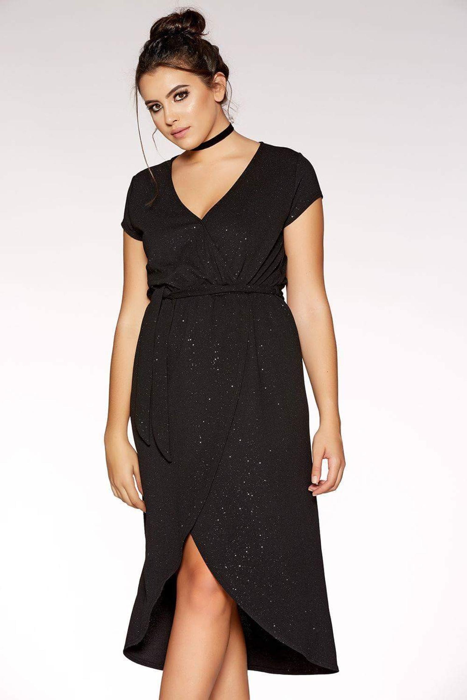 quiz black glitter dress