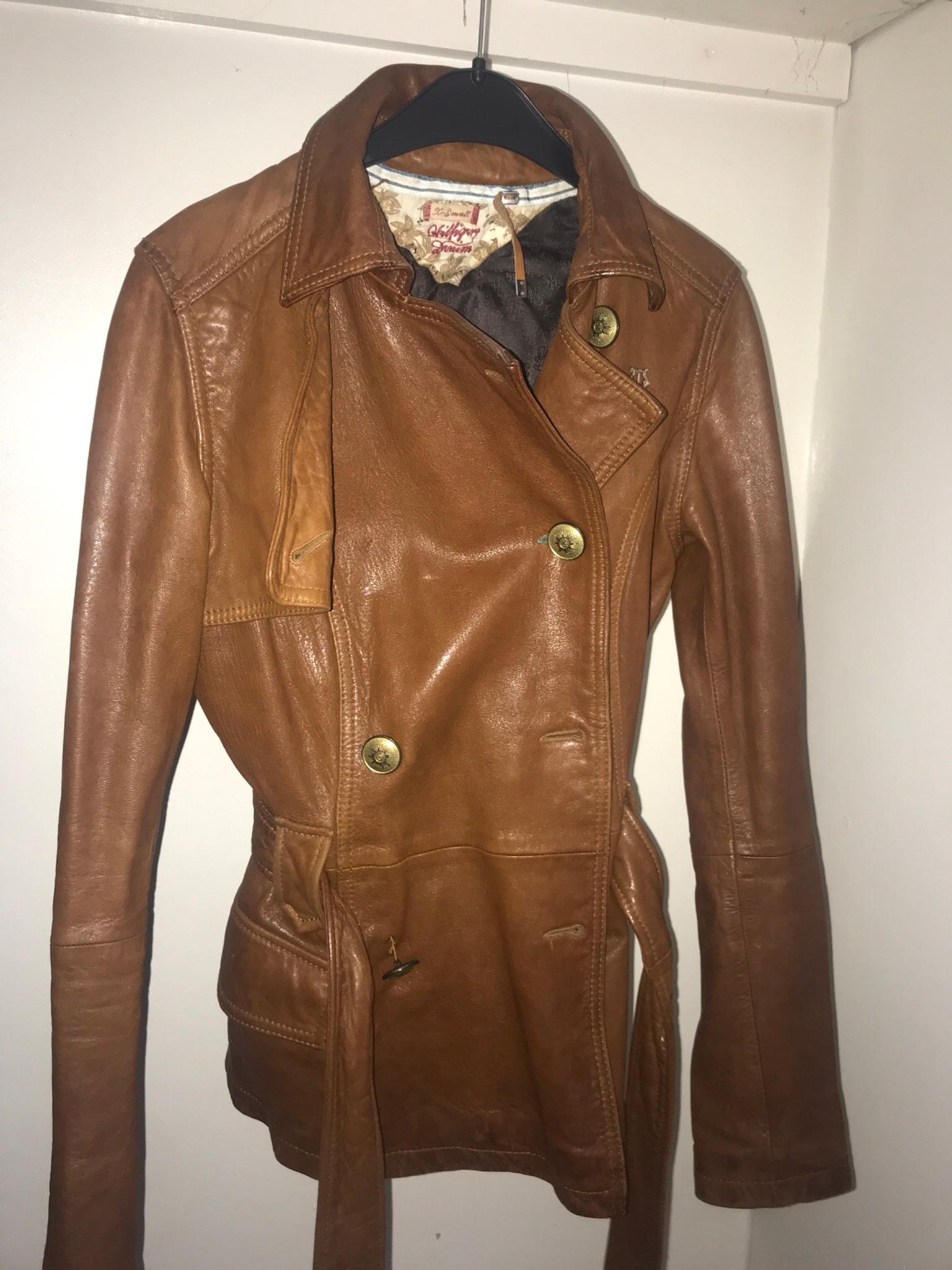 tommy hilfiger brown leather jacket