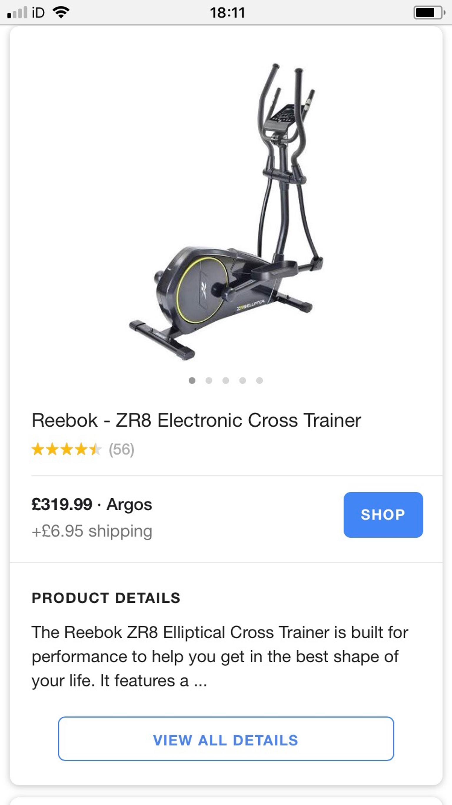 reebok zr8 elliptical cross trainer