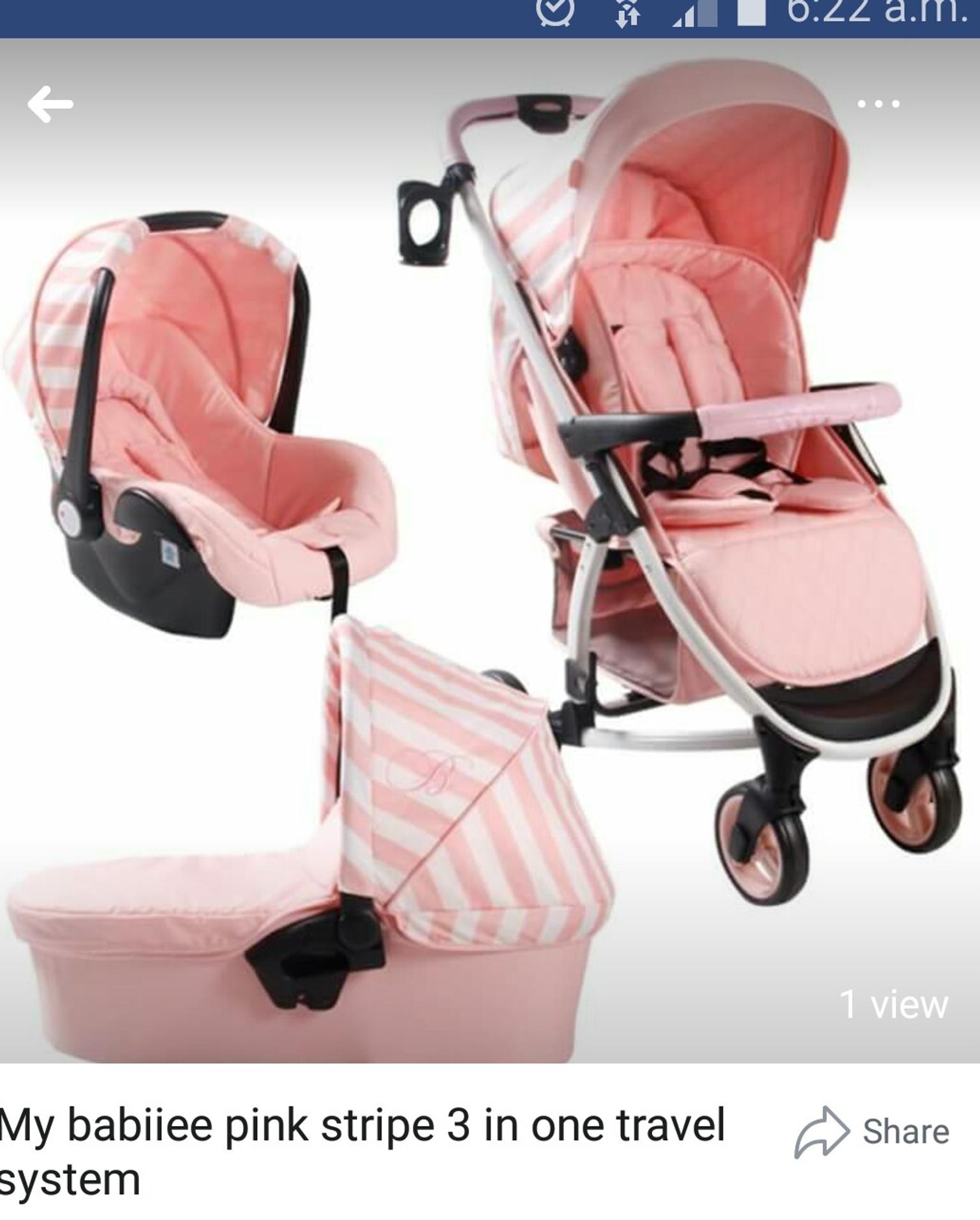 pink and white travel system