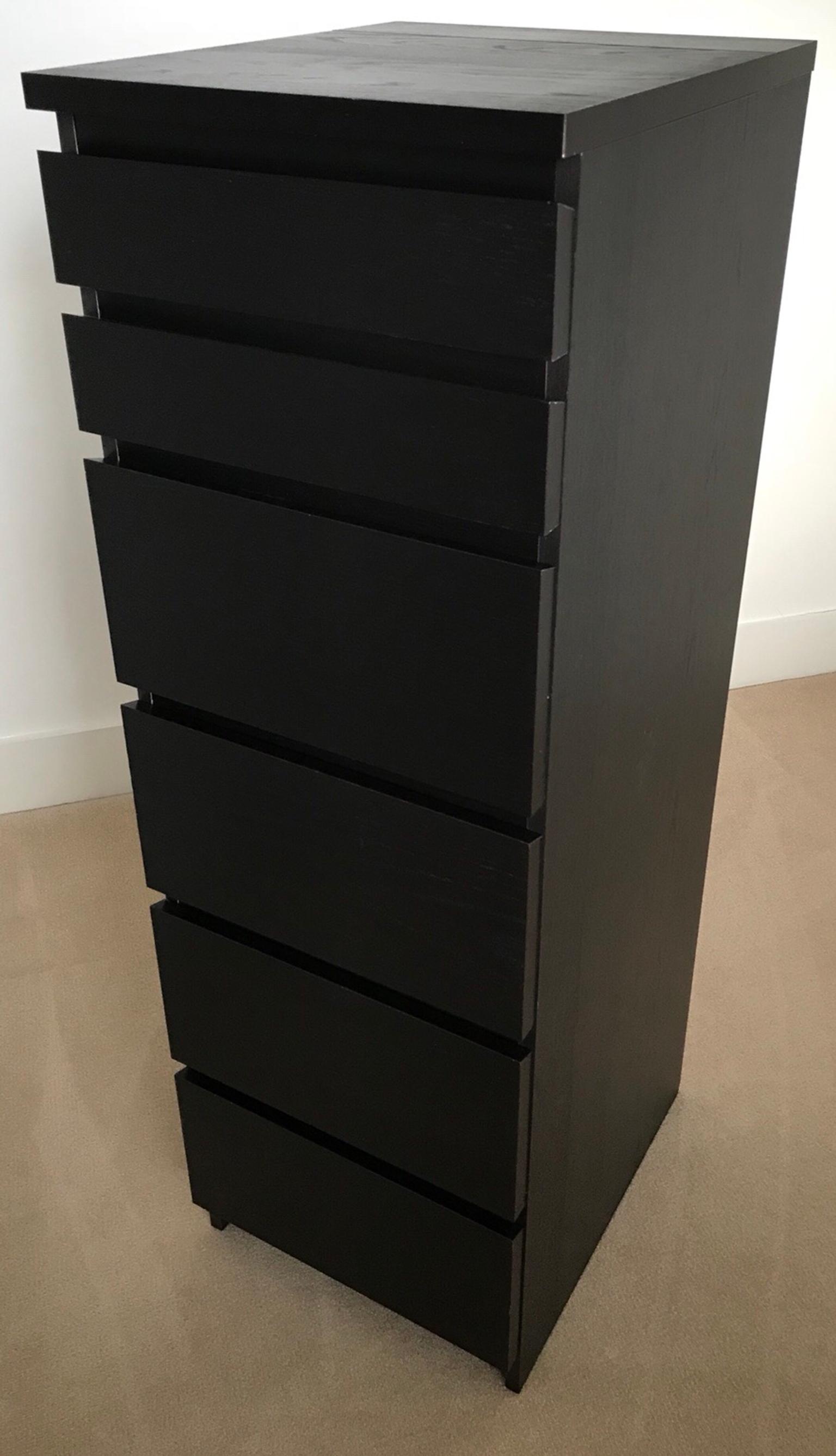 Ikea Tall Black Narrow Malm 6 Drawer Set In Beeston For 50 00 For