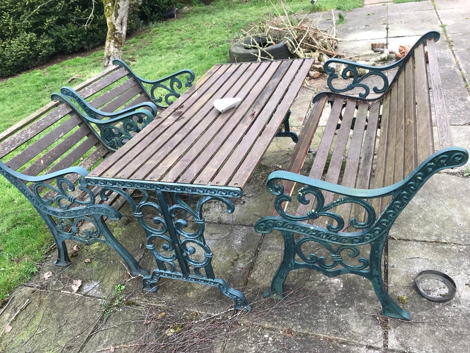 Old Heavy Cast Iron Garden Table And Chairs In West Devon Fur 50